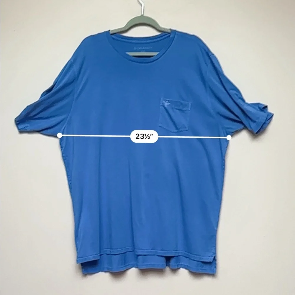 B. Draddy‎ Mens Pima Cotton Pocket T Shirt Blue Crewneck Short Sleeve 2XL